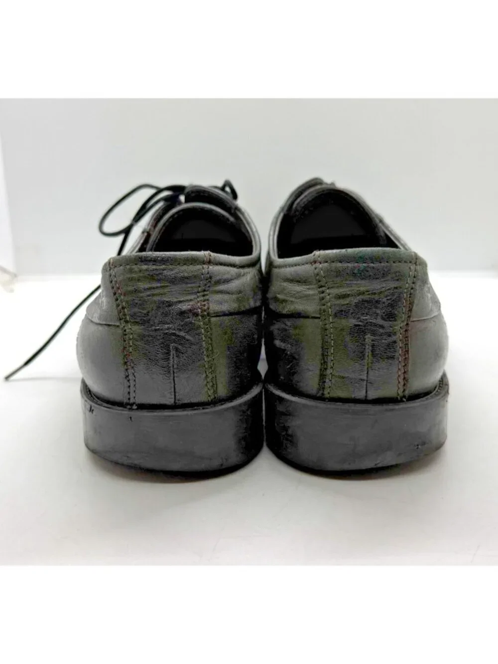 Fretz Men Business Gray Leather Oxford Shoes Sz US 9.5 Square Toe Dress Lace Up